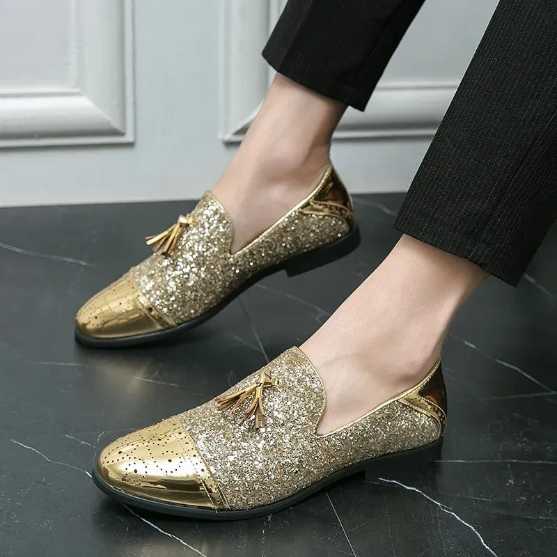 Men's Pointed-Toe Tassel Dress Loafers