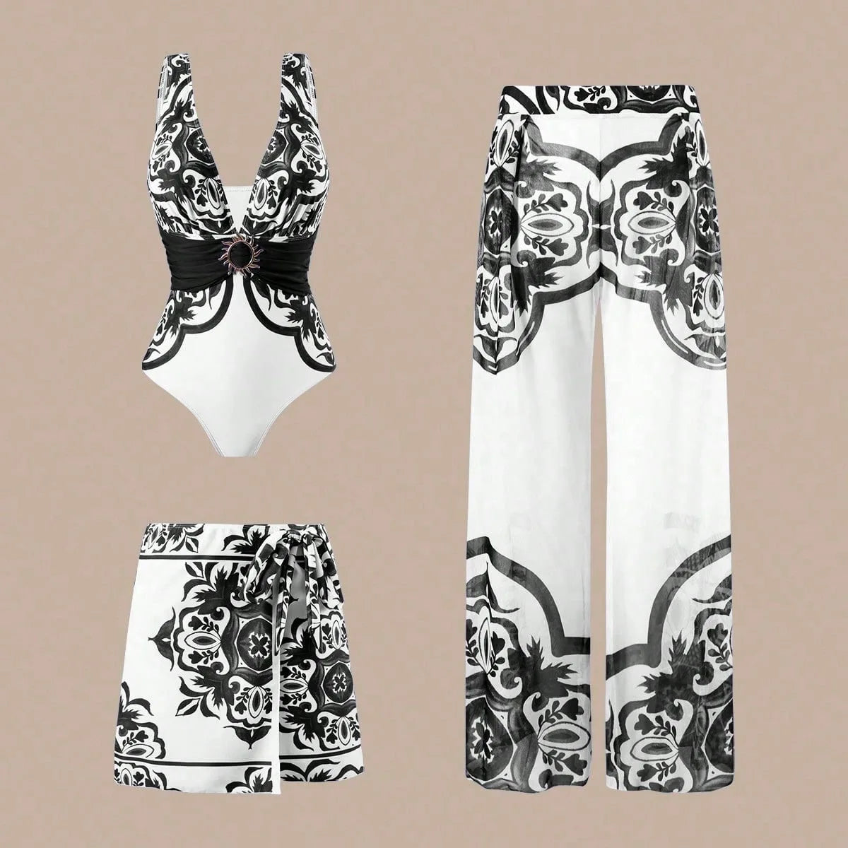 Sexy Three-Piece One-Piece Swimsuit Set Trendy Fashionable Bikini LADYLYS
