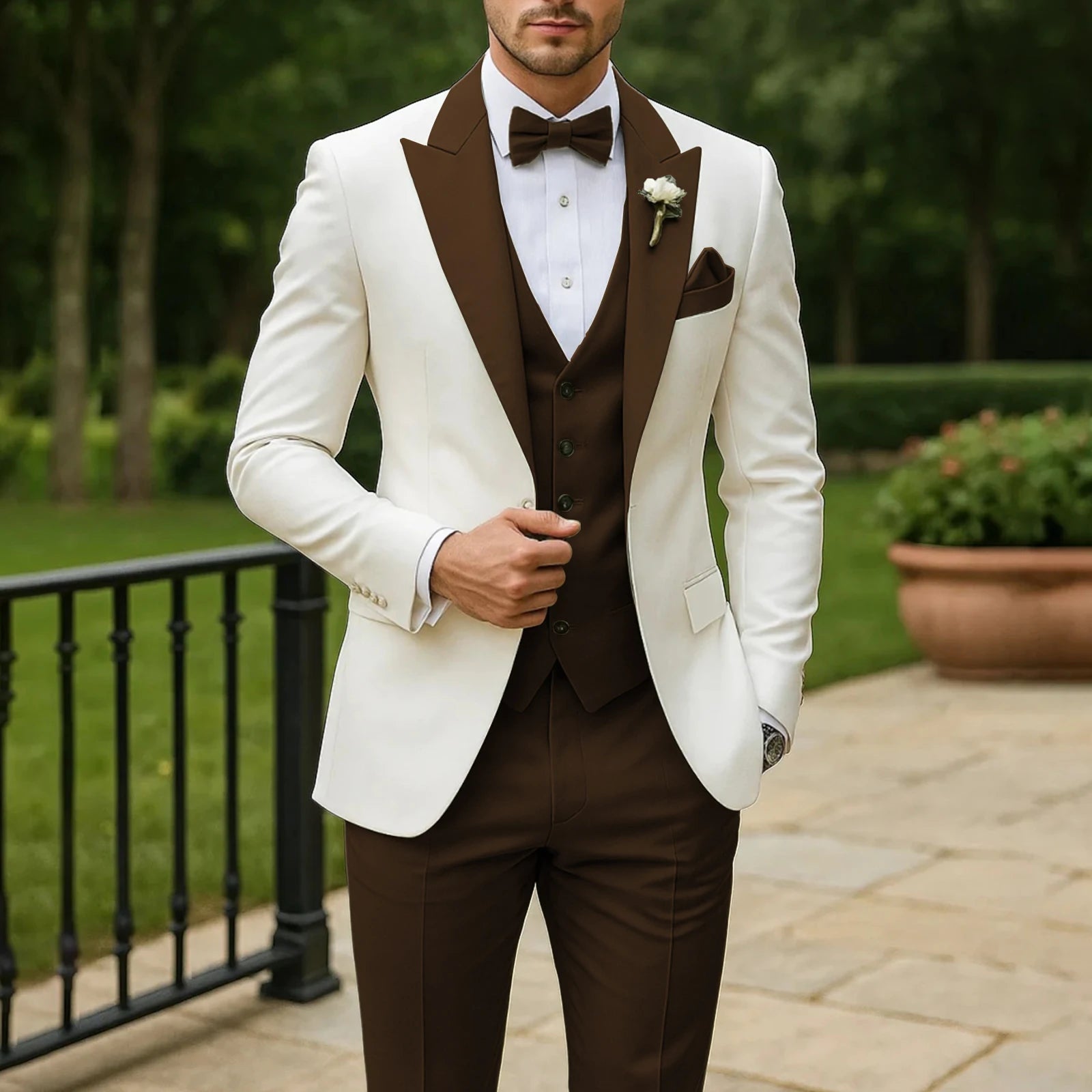 3 Piece Formal Men Suit Groom Groomsman Wedding Party Prom Business Male Tuxedos Set Blazer Vest Pants LADYLYS