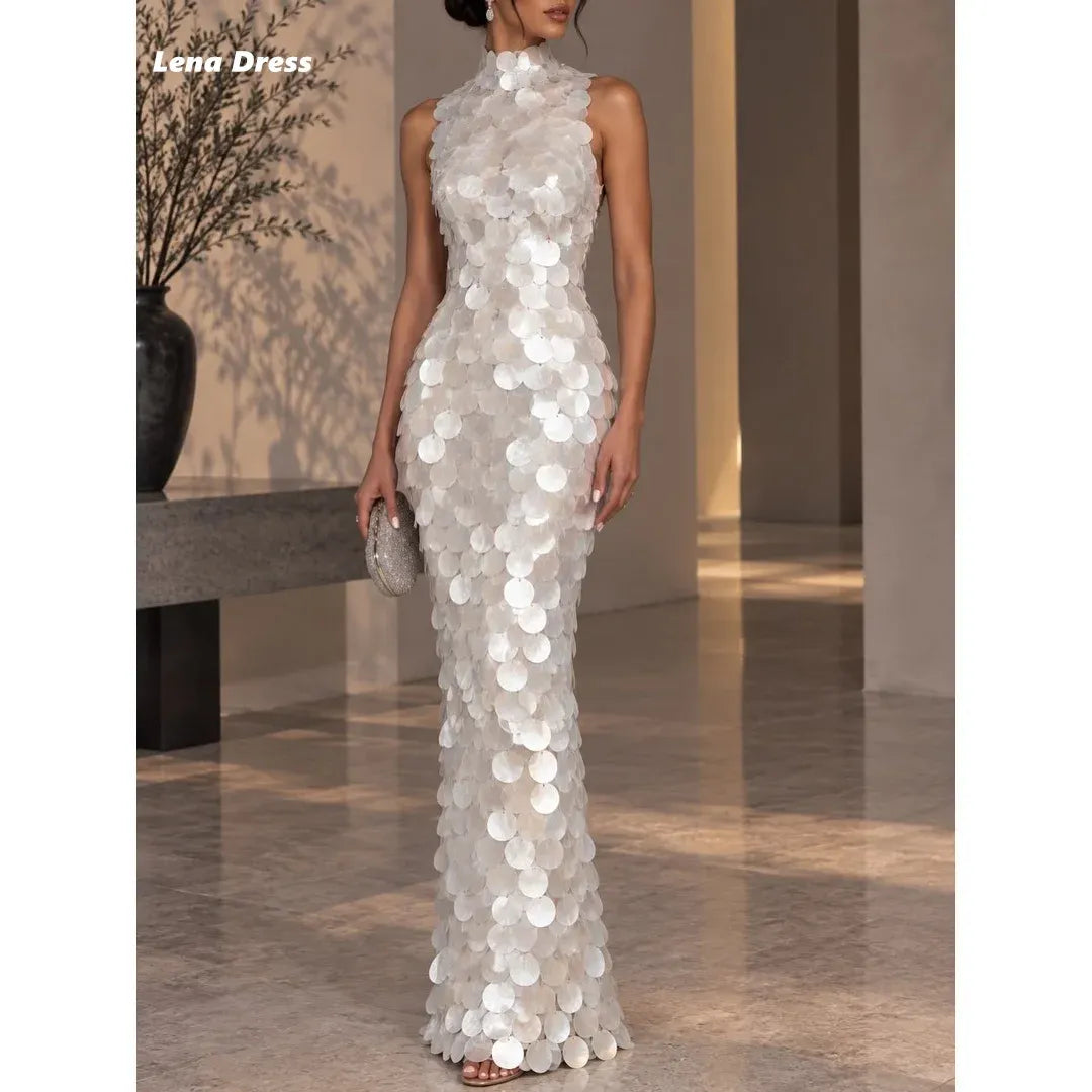 Lena Sequin Mermaid Evening Dress with Cape
