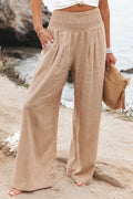Women's High-Waist Wide Leg Pants — Drawstring Elastic Waist | Casual Beach Trousers | Plus Size
