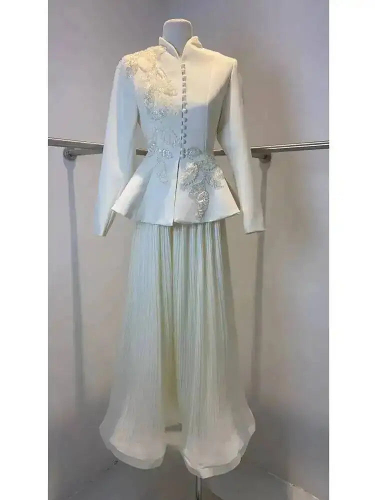 Women’s V-Neck Blouse and A-Line Skirt Two-Piece Set