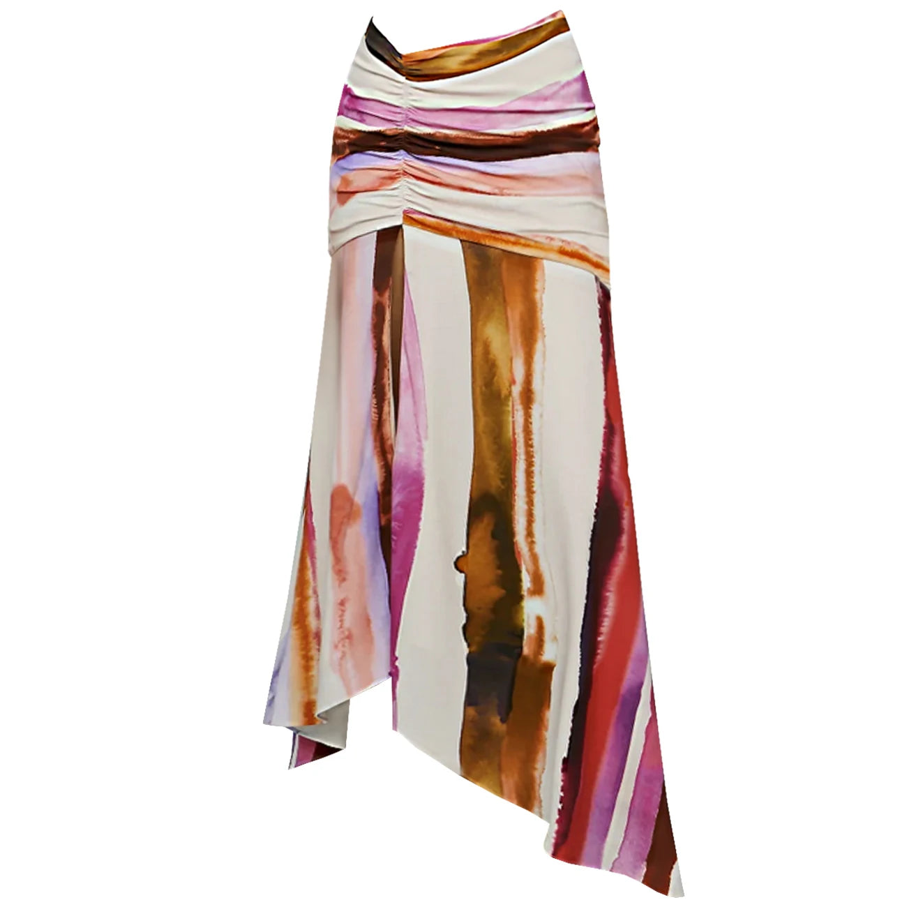 2Pcs Striped Swimsuit With Long Skirt Sexy Women Bikini Push Up Swimwear Halter LADYLYS