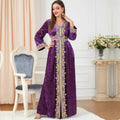 Robe en velours mode Dubaï en aval à manches longues fente Matutina-Chic