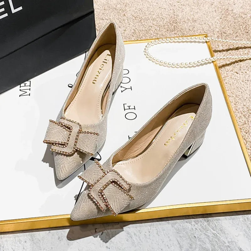 Women's Pointed-Toe Jacquard Block-Heel Pumps