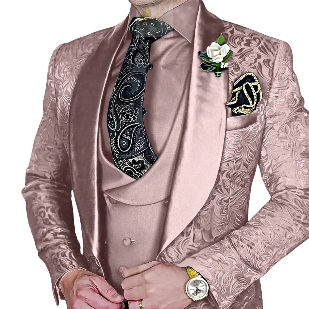 Elegant, high-quality 3-piece Jacquard suit set for men LADYLYS