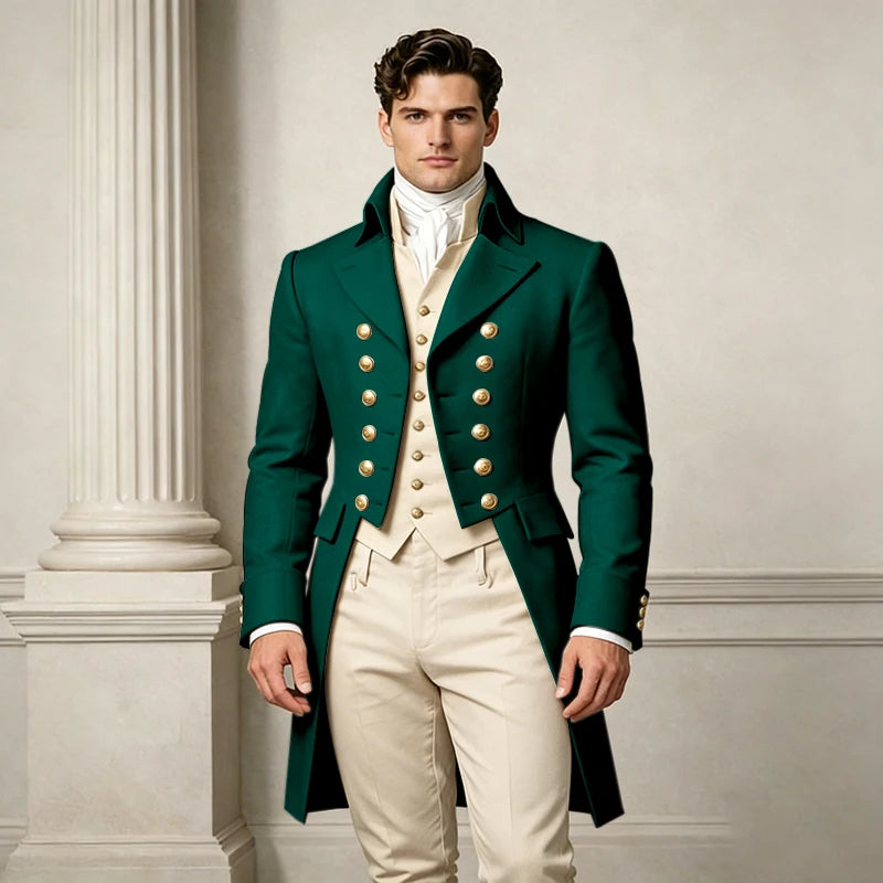 Men's Slim-Fit Double-Breasted Three-Piece Suit