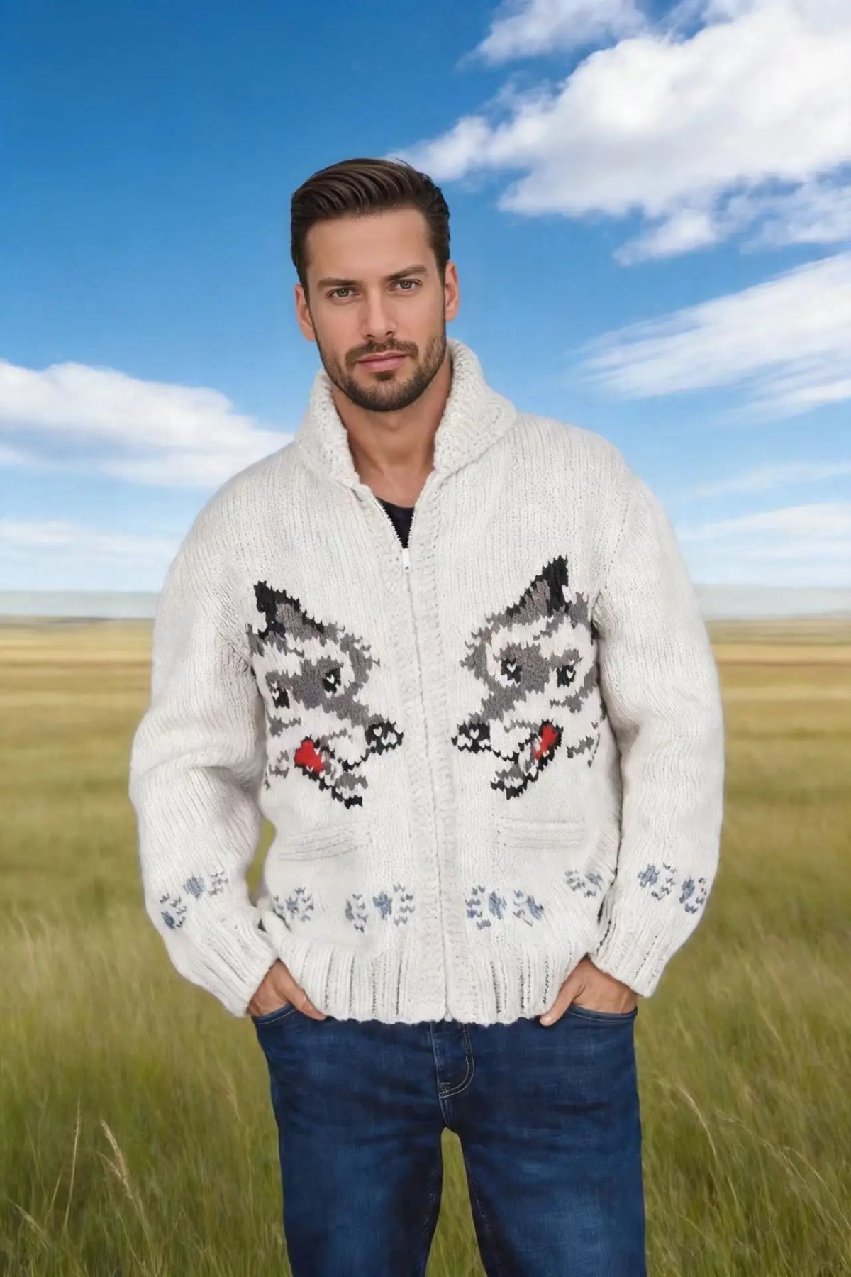 Men's Plaid Zip-Up Sweater Jacket