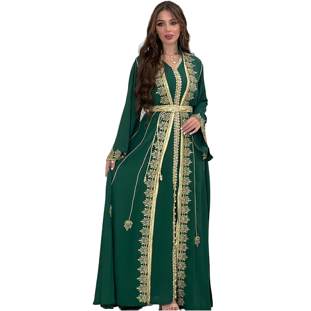Robe brodée pour femme musulmane, ensemble 2 pièces, tenue de soirée, style ramadan Matutina-Chic