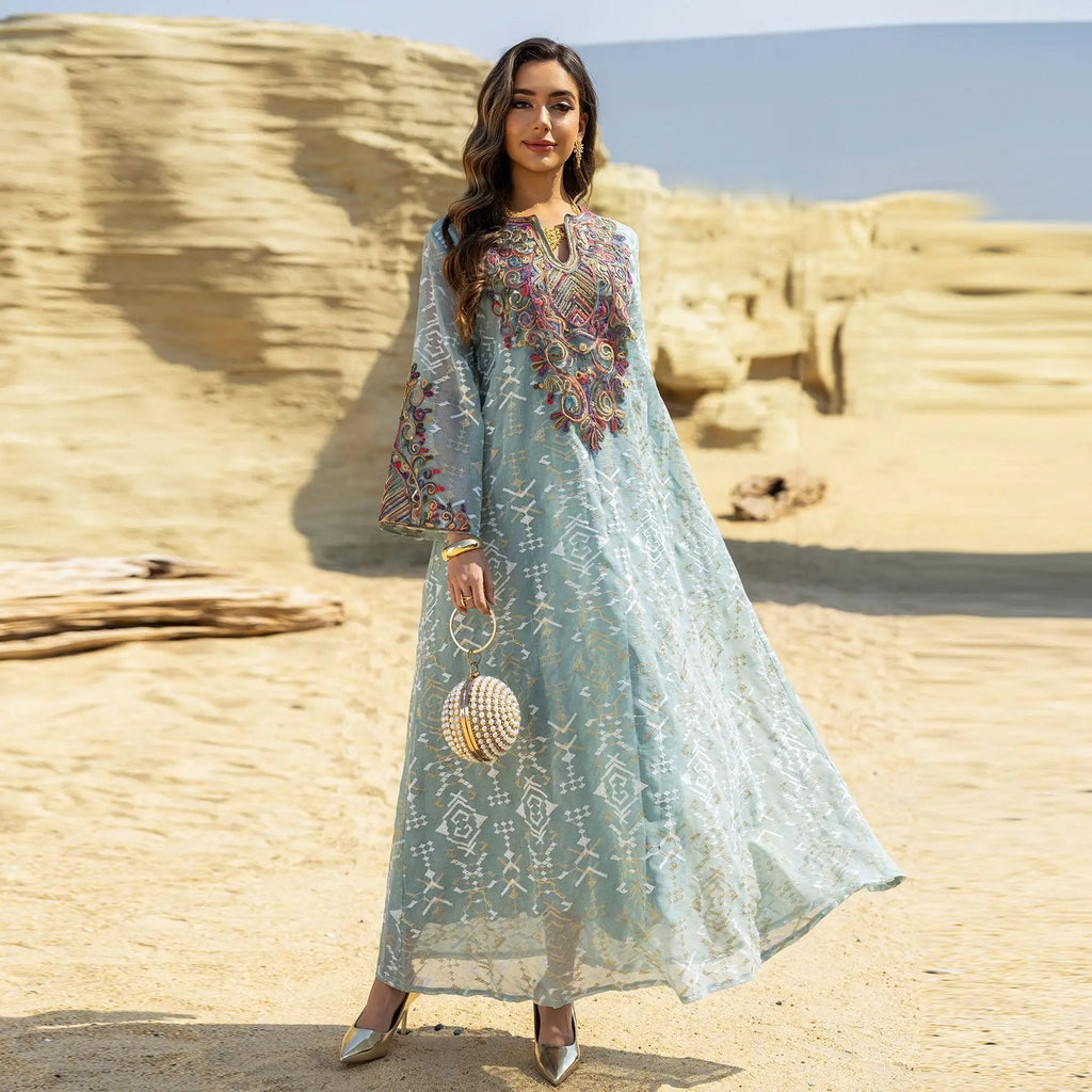 Abaya Handmade Embroidered Tulle Flowing Elegant Modest Stylish Traditional LADYLYS