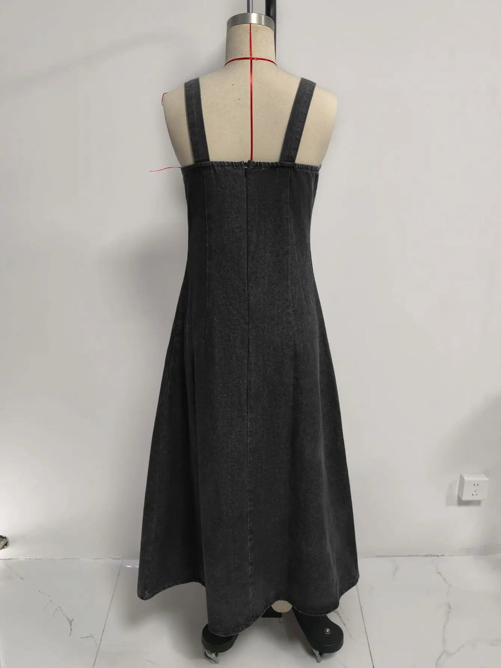 Women Denim Suspender Dress Sleeveless Overall Dresses Distressed Backless V Neck Button Washed Vestidos Summer Sundress A Line LADYLYS