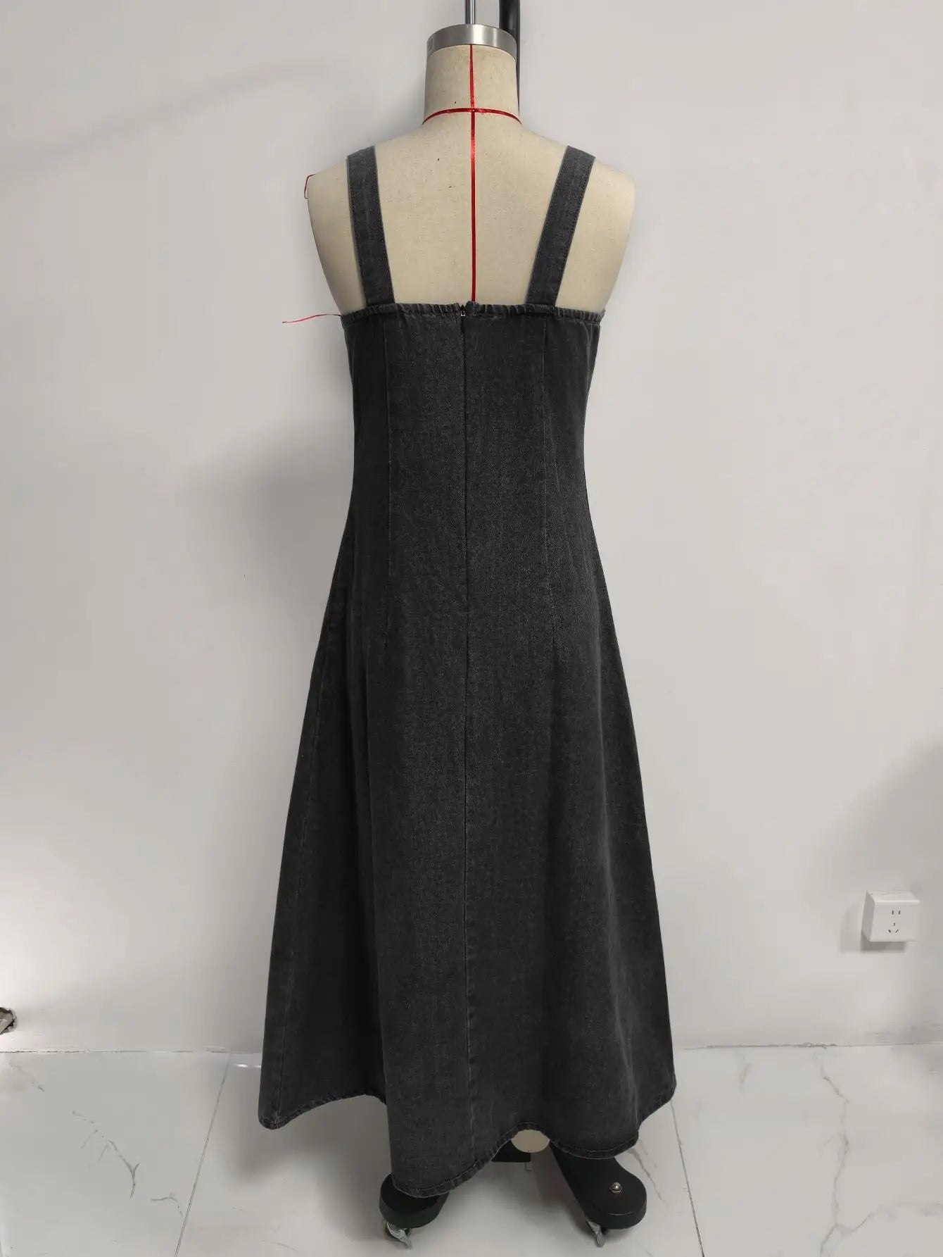Women Denim Suspender Dress Sleeveless Overall Dresses Distressed Backless V Neck Button Washed Vestidos Summer Sundress A Line LADYLYS