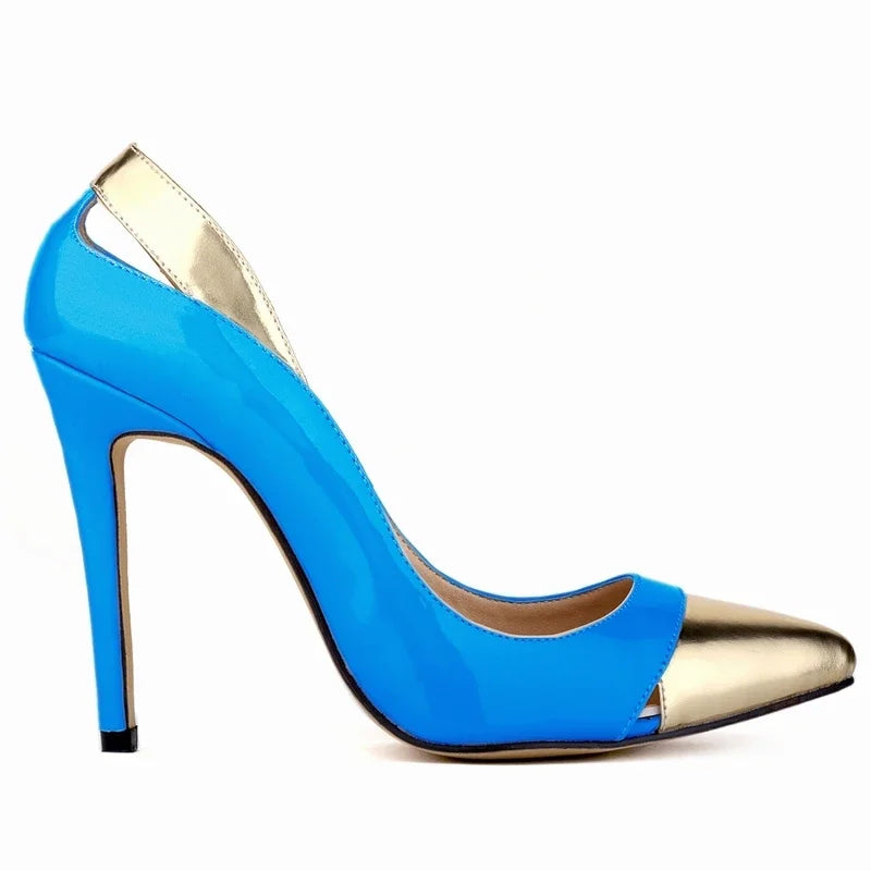 Women's Stiletto Pumps – 11cm Patent Leather, Mix Color, Pointed Toe
