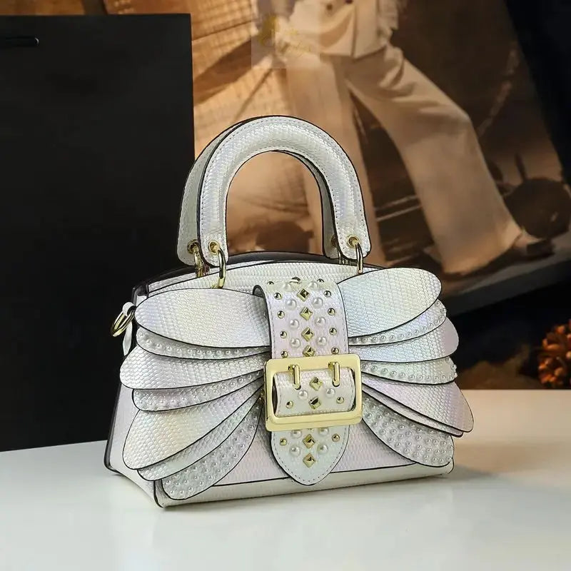 Pearl Riveted Wings Women Bag Real Leather Stylish Bag LADYLYS