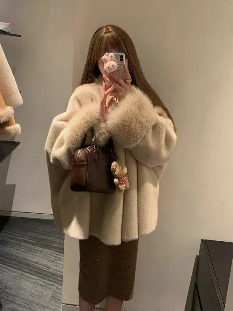 Women's Relaxed-Fit Faux Mink Fur Jacket