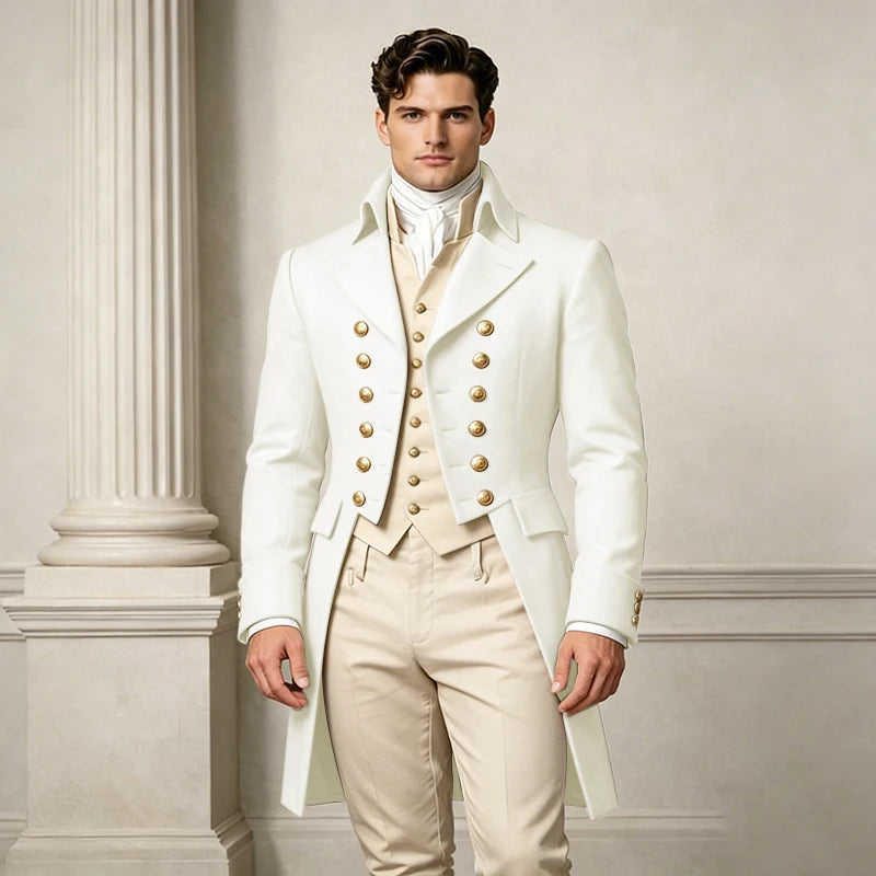 Men's Slim-Fit Double-Breasted Three-Piece Suit