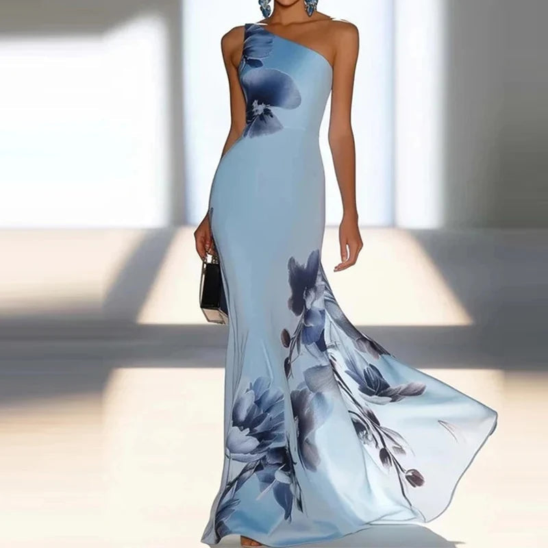 Elegant Sleeveless Hollow Out Evening Dress Temperament High Waist Pleated Chiffon Dress Sexy LADYLYS