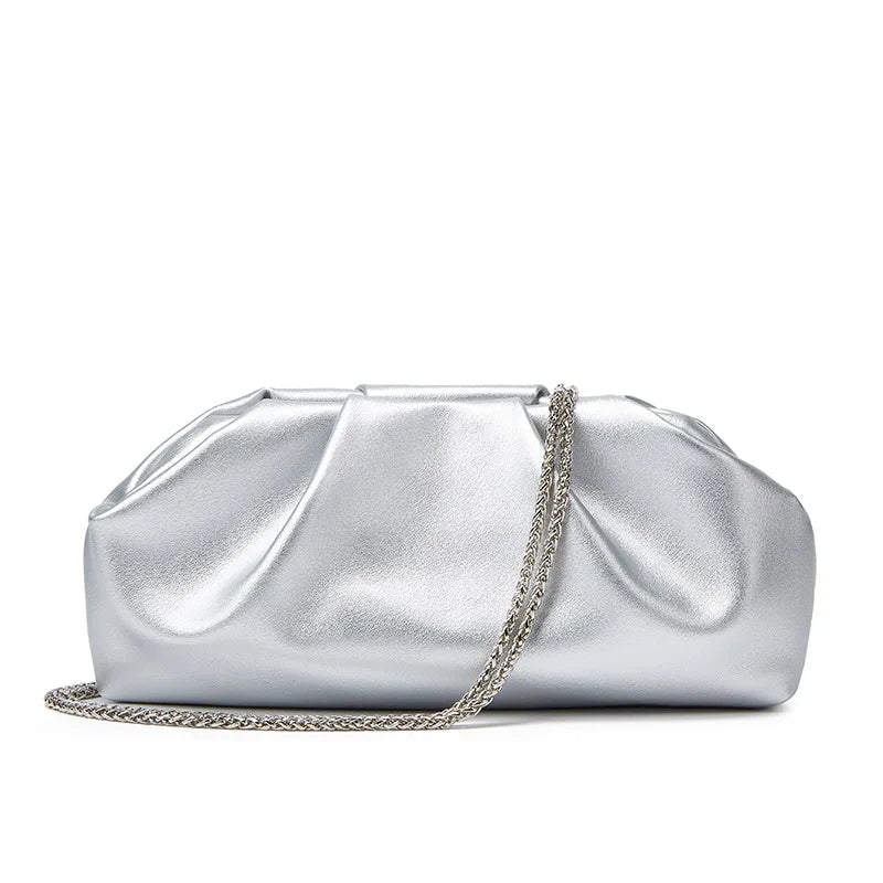 Folded Cloud Bag New Foreign Trade Style, Trendy Silver Handbag LADYLYS