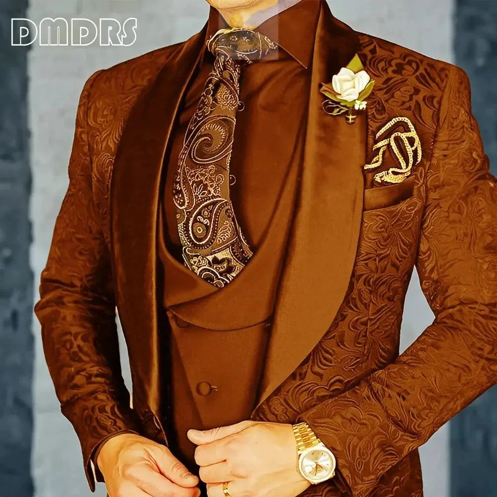 Elegant, high-quality 3-piece Jacquard suit set for men LADYLYS