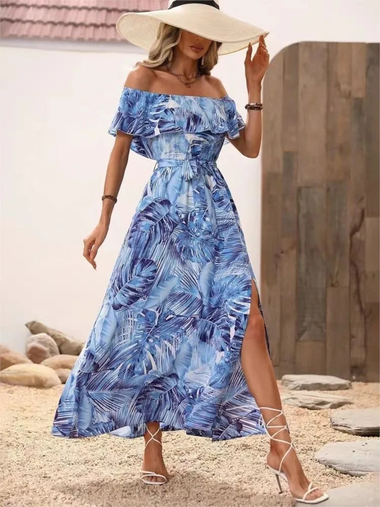 Ruffle Leace-up Beach Holiday Dress Elegant Temperament Lady LADYLYS