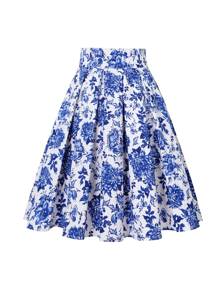 50s Vintage Floral Pleated Skirts Punk Y2K Cotton Rockabilly LADYLYS