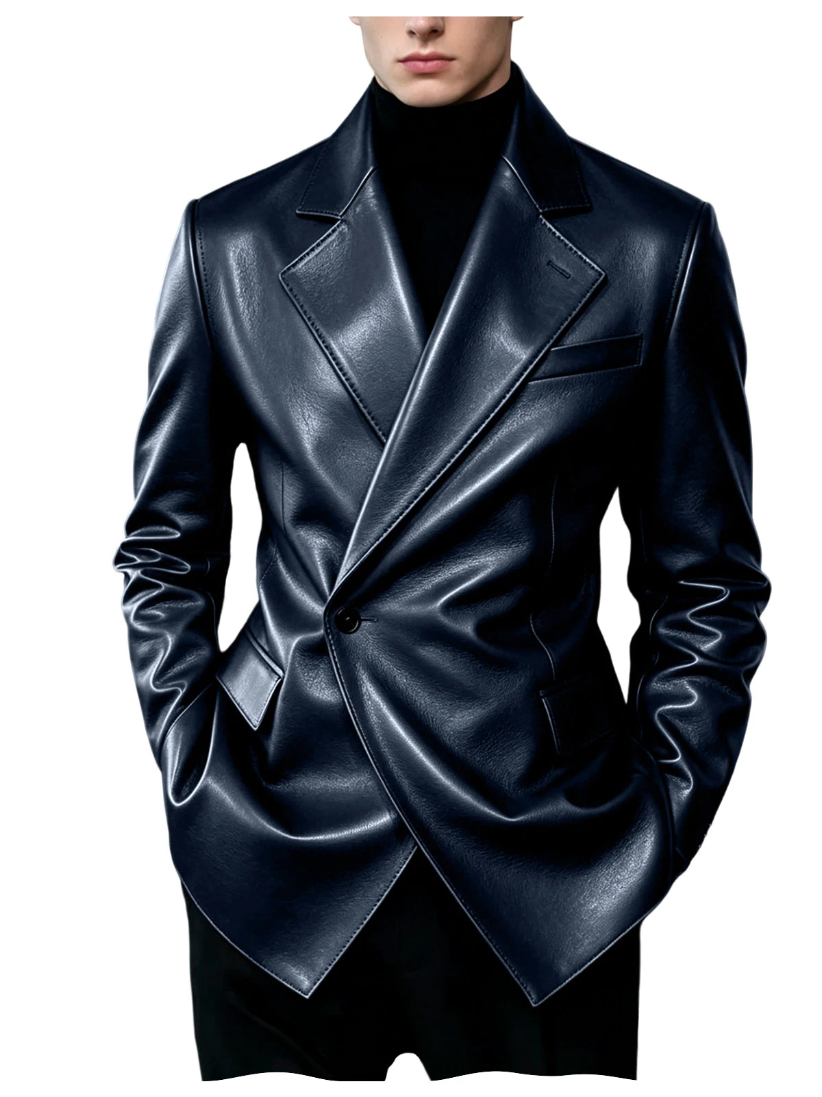Men's Slim-Fit Faux Leather Blazer