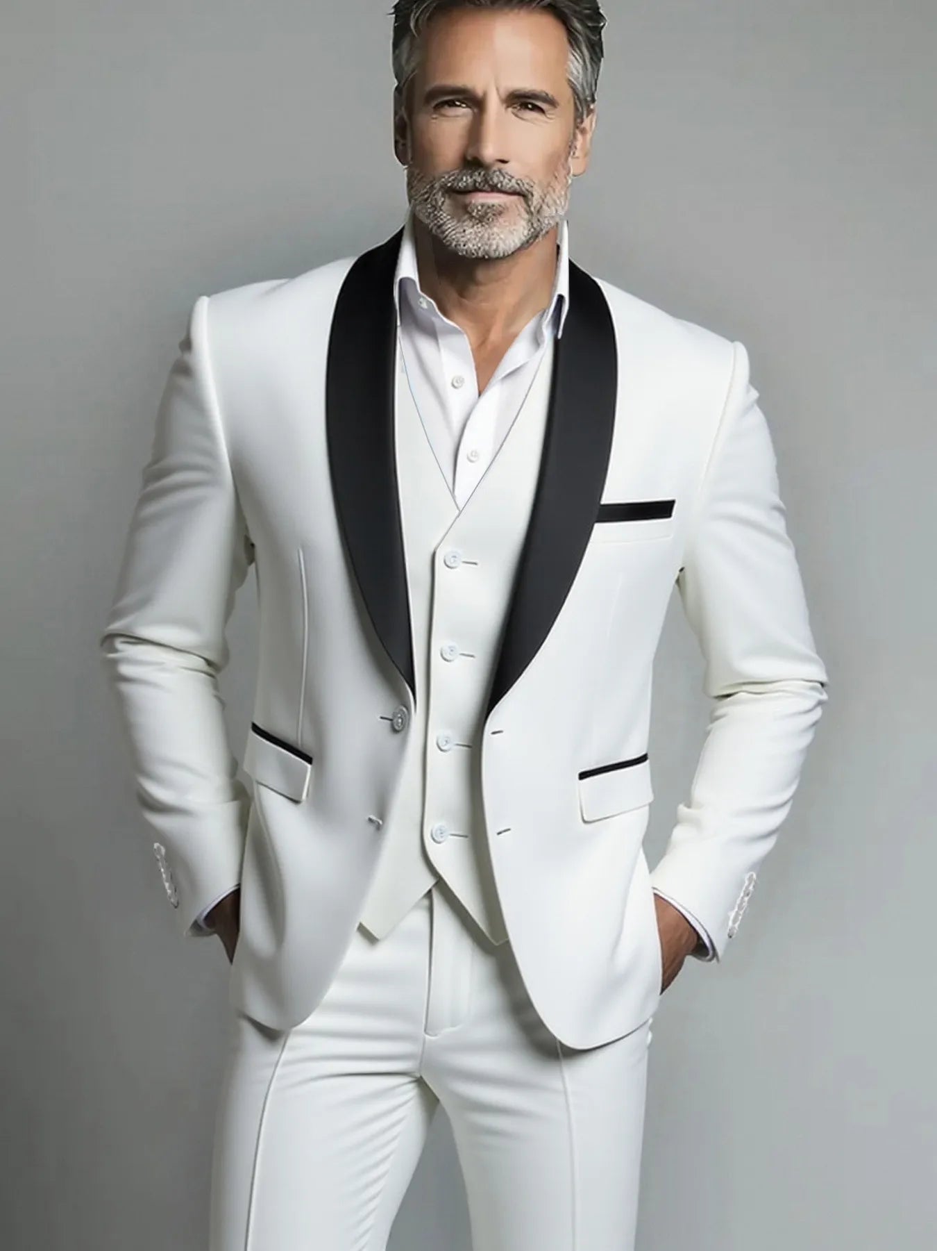 Men's Slim Fit 3-Piece Business Suit – Jacket, Vest & Trousers | Smart Casual
