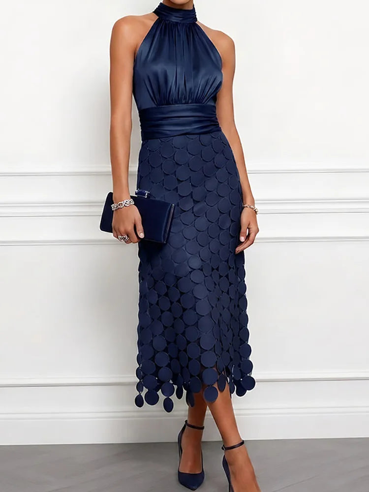 Sleeveless  Elegant Dress, Women Sumemr Solid Patchwork LADYLYS