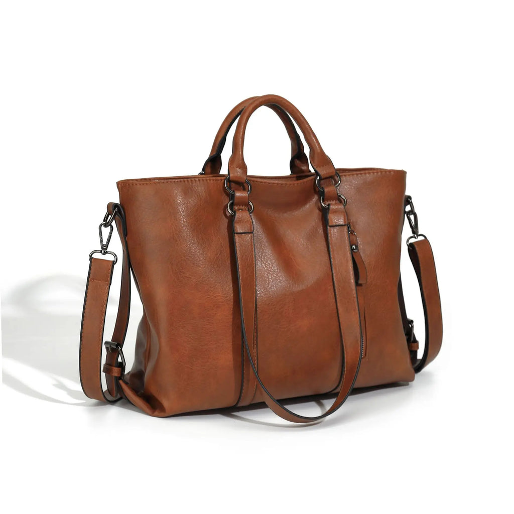 Soft PU Tote Bag for Women – Multi-Pocket Shoulder Handbag