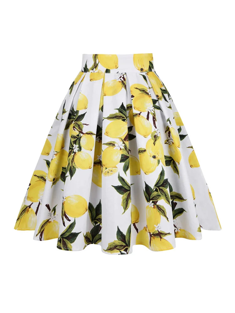 50s Vintage Floral Pleated Skirts Punk Y2K Cotton Rockabilly LADYLYS