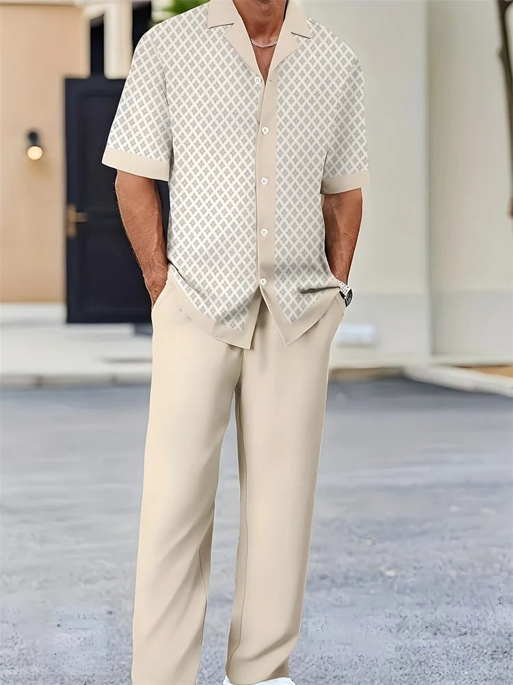 Striped 3D Printed Men's Autumn Shirt Set Trendy And Fashionable LADYLYS