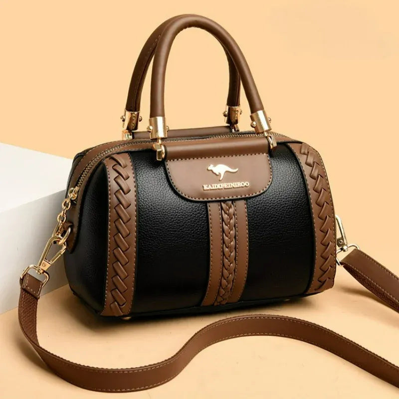 Compact PU Patchwork Crossbody Satchel Bag