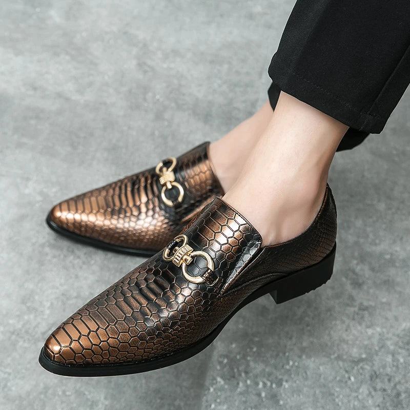 Retro Bronze Loafers Shoes Pointed Luxury Brand Comfortable for Men LADYLYS