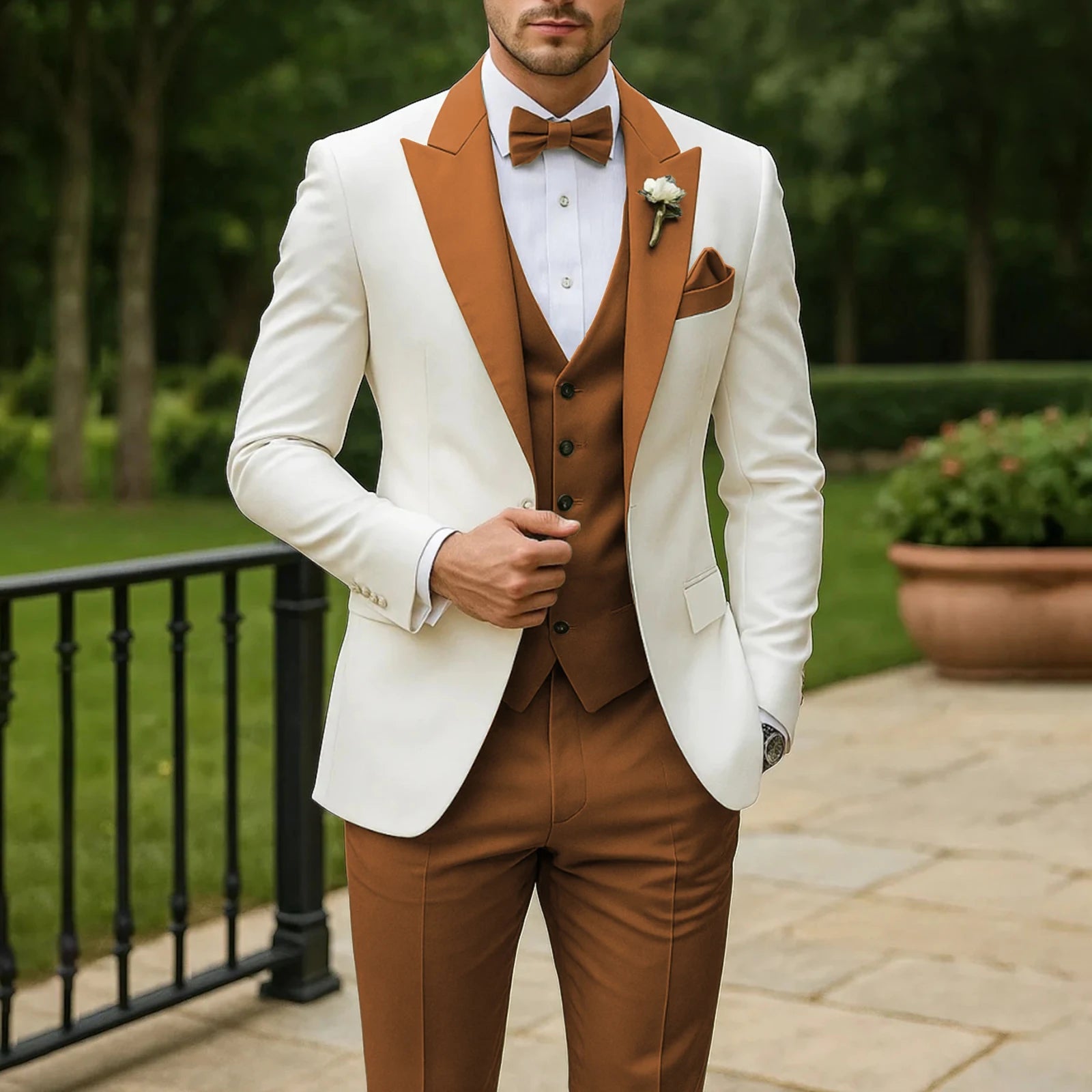 3 Piece Formal Men Suit Groom Groomsman Wedding Party Prom Business Male Tuxedos Set Blazer Vest Pants LADYLYS