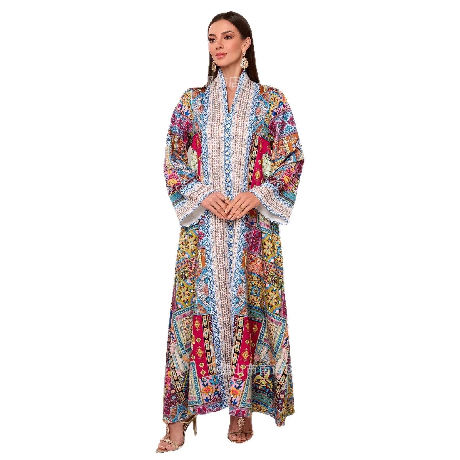 Eid Muslim Women Abayas Dress Print Kaftan Jalabiya Party Dresses Ramadan Dubai Diamonds Islam LADYLYS