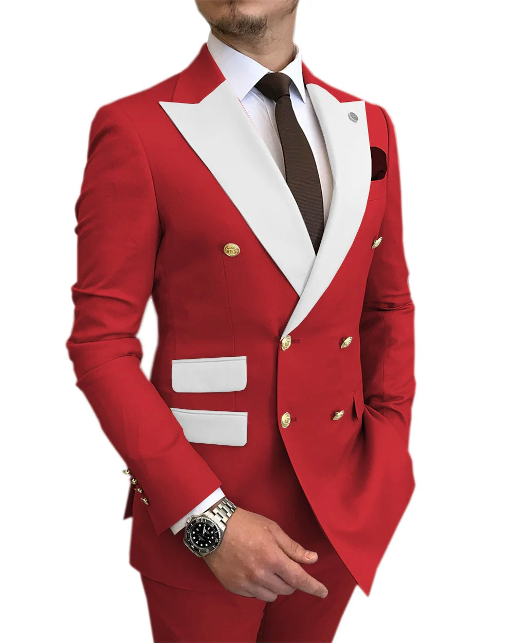 Jacket Pants Gold Buttons Party Tuxedo Dress Double Breasted Men Suits LADYLYS
