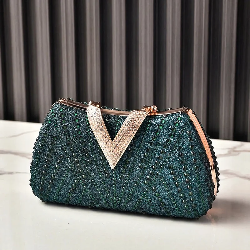 Diamond Silver Shoulder Bags for Women Wedding Inspired Designer Handbags 2026 Luxury Quality V Hasp Rhinestone Crossbody Bags LADYLYS