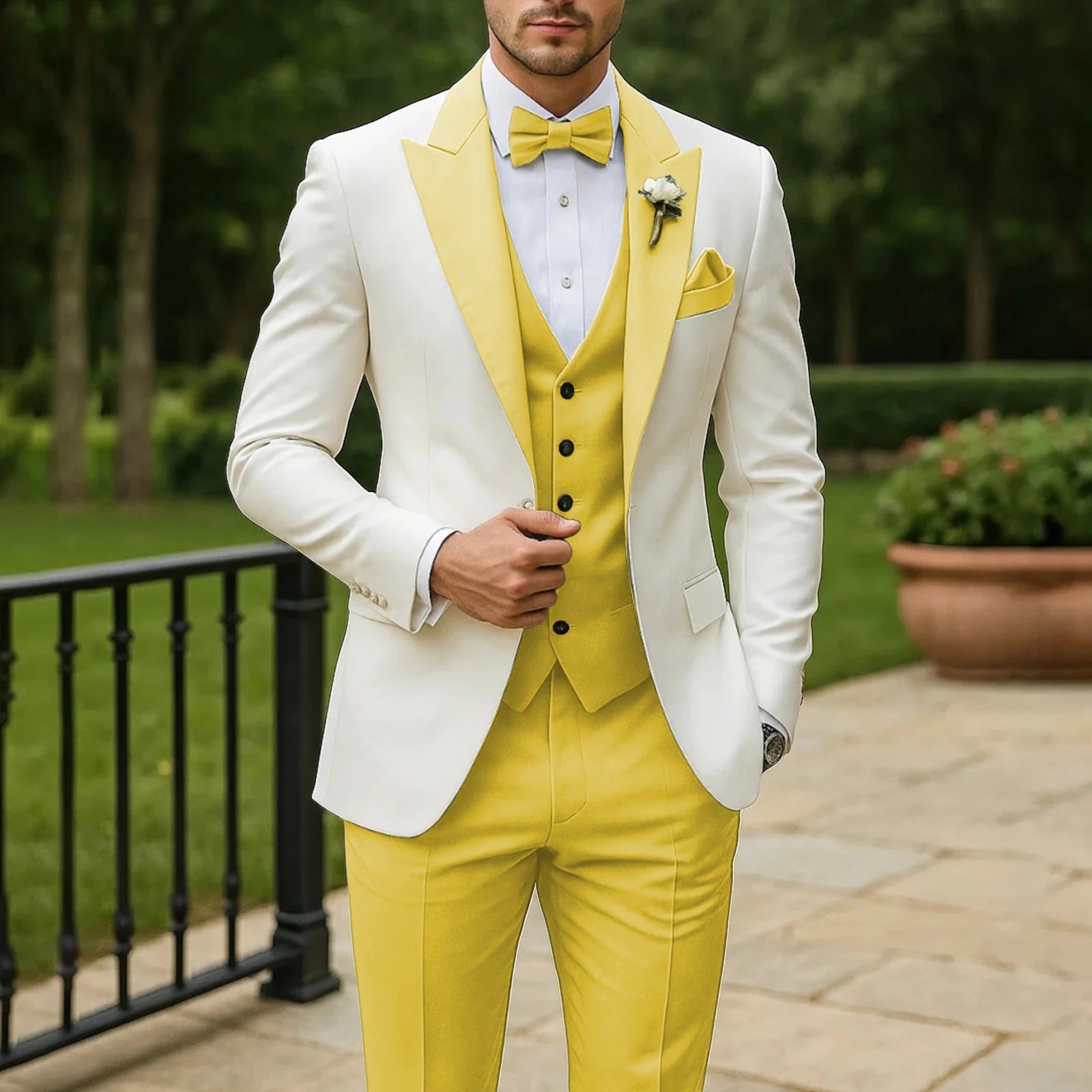 3 Piece Formal Men Suit Groom Groomsman Wedding Party Prom Business Male Tuxedos Set Blazer Vest Pants LADYLYS