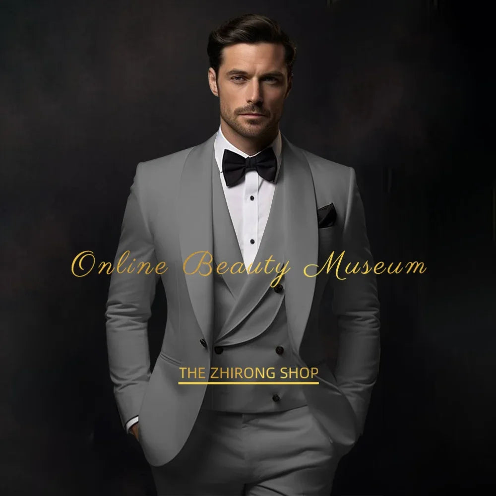 Elegant Ivory Tuxedo Suit for Men 3 piece set Jacket Vest Pants LADYLYS