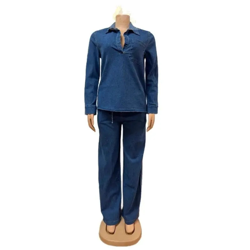 Denim Pant Set Women Two Piece Sets Y2k Streetwear LADYLYS