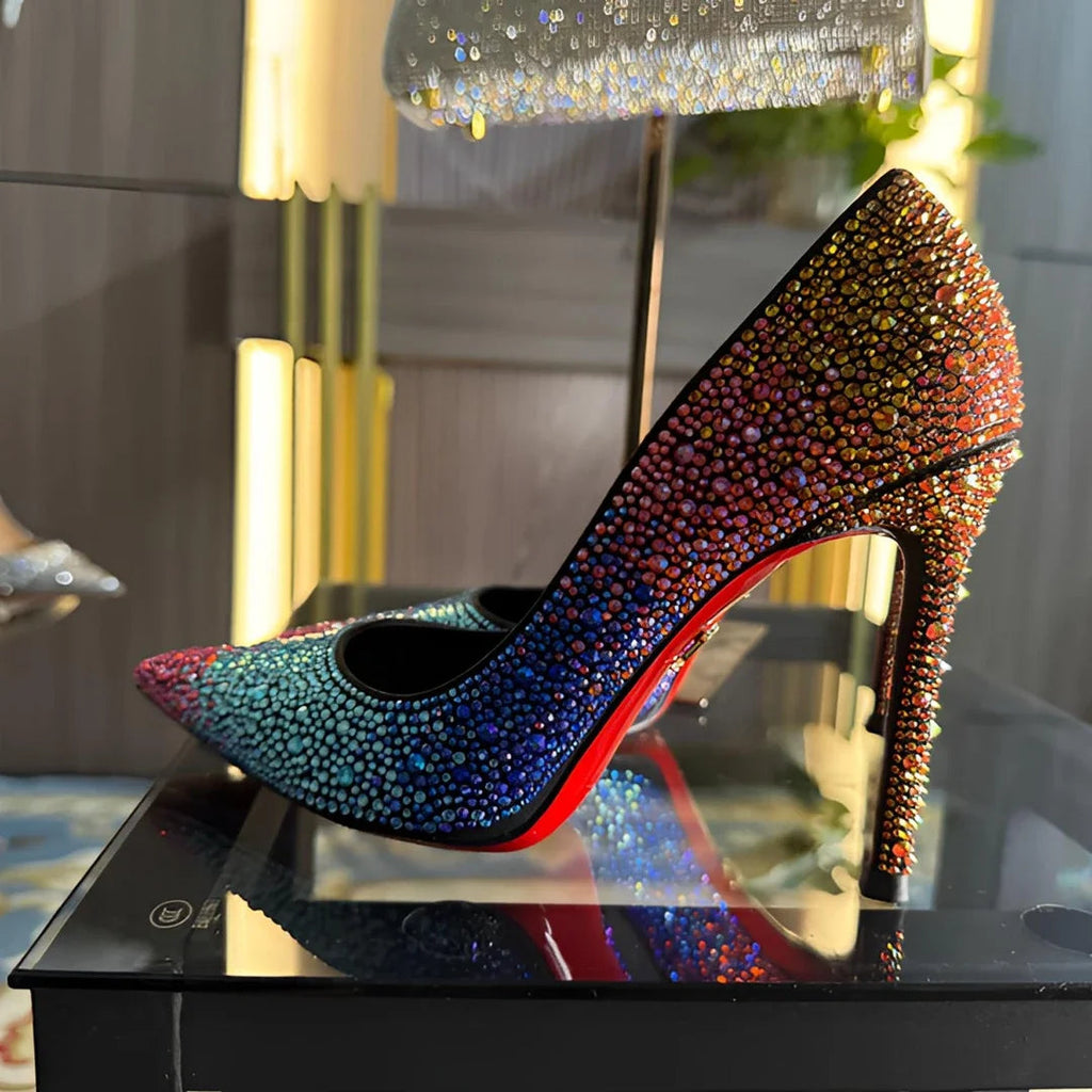Full Diamond High Heel Pumps Rhinestone Pointed Toe Stiletto Heel Bling Bling Luxury LADYLYS