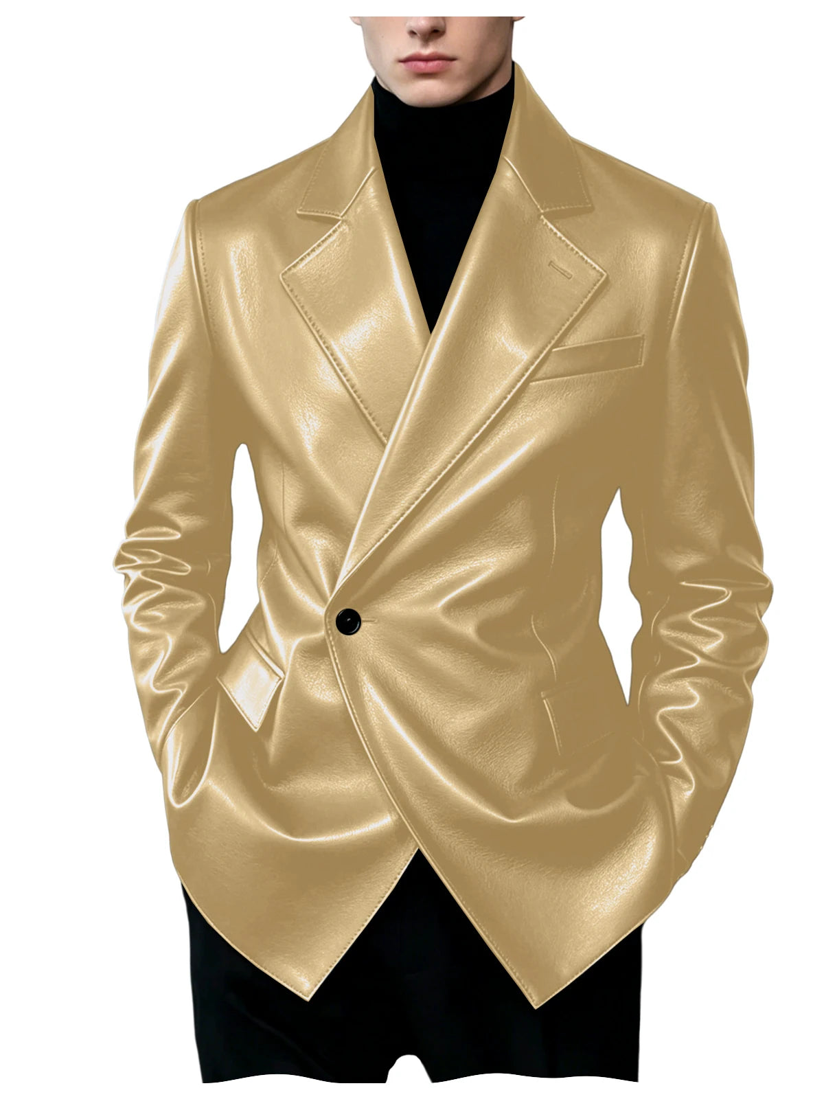 Men's Slim-Fit Faux Leather Blazer