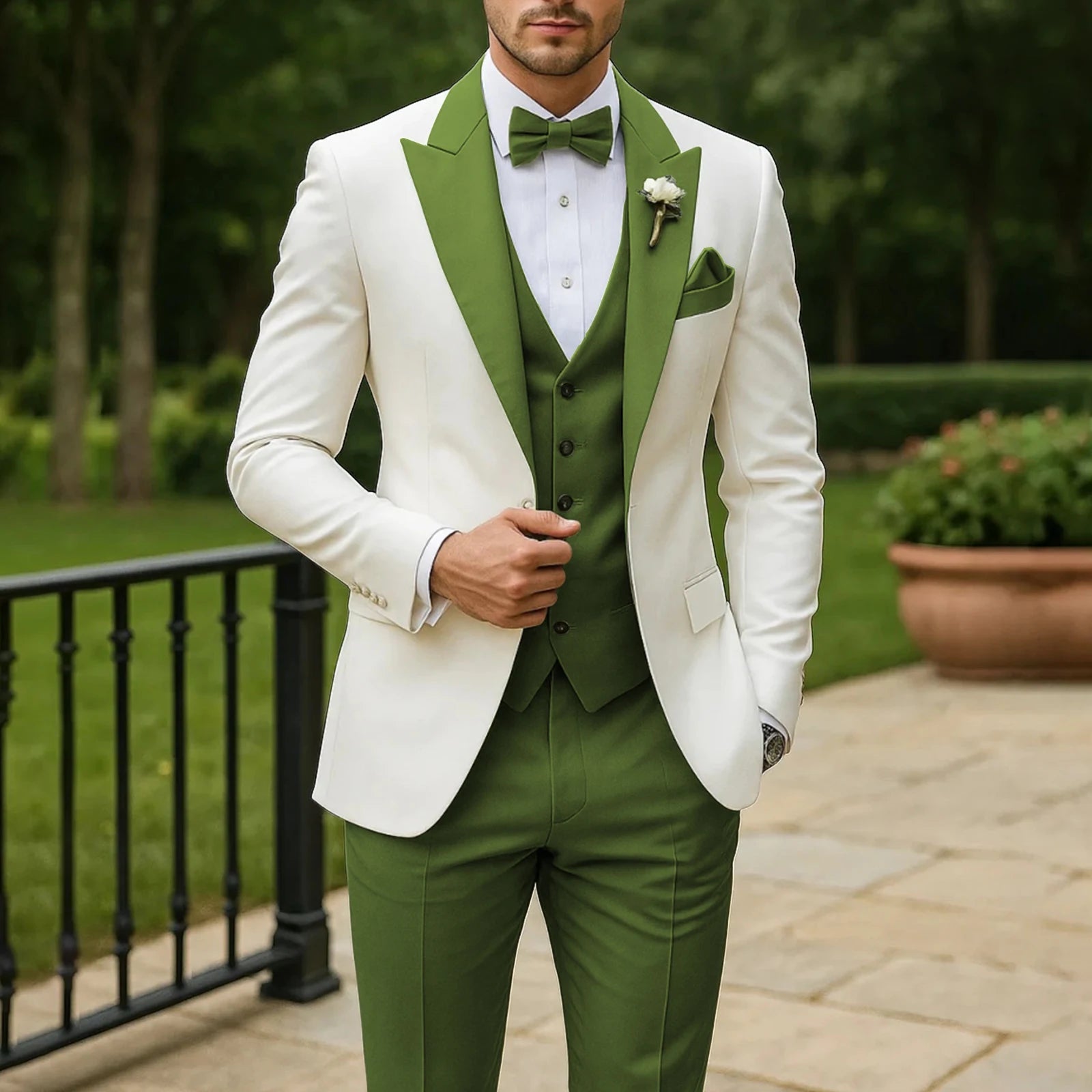 3 Piece Formal Men Suit Groom Groomsman Wedding Party Prom Business Male Tuxedos Set Blazer Vest Pants LADYLYS