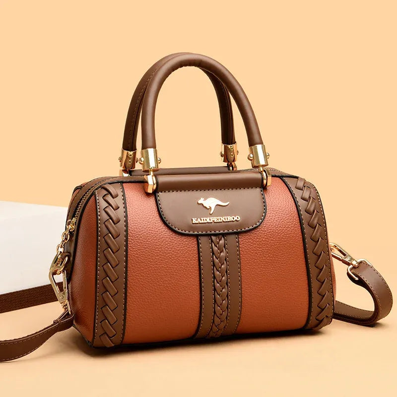 Compact PU Patchwork Crossbody Satchel Bag