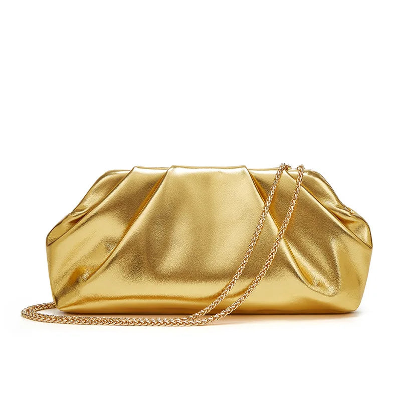 Folded Cloud Bag New Foreign Trade Style, Trendy Silver Handbag LADYLYS