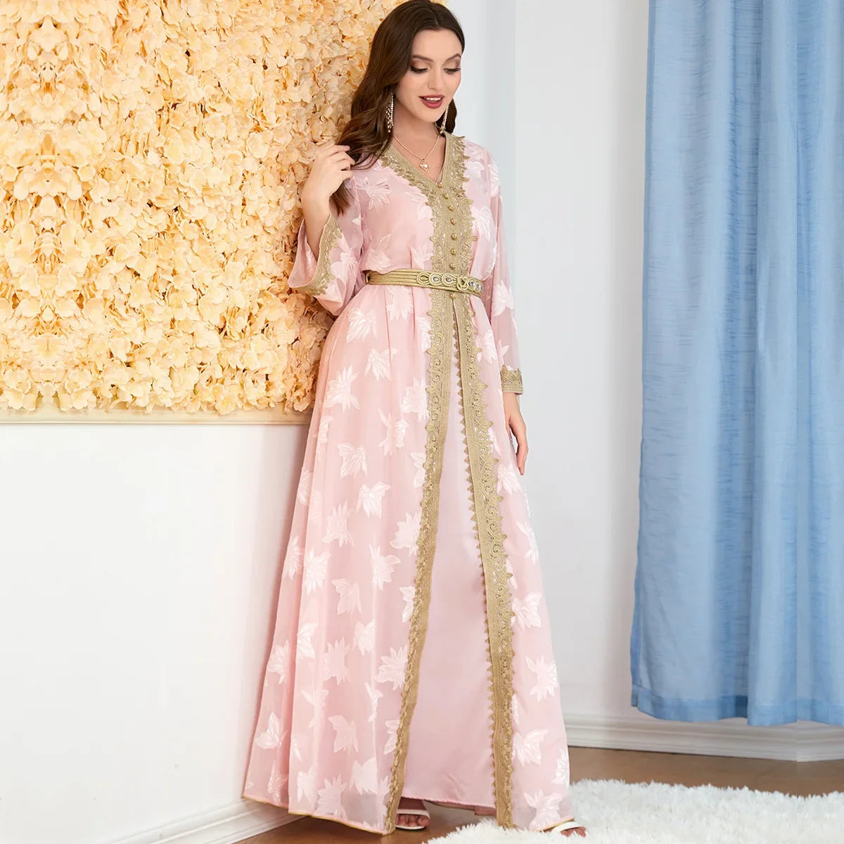 Ensemble 2 pièces pour femme musulmane, broderie, kimono arabe Matutina-Chic