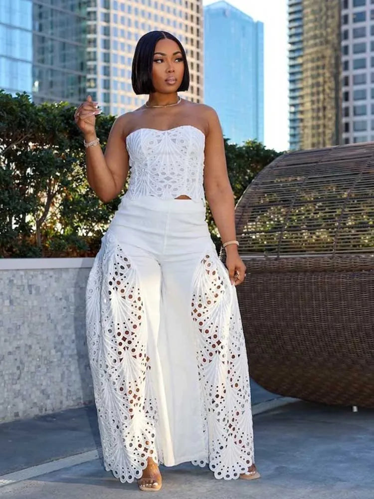 Elegant V-Neck Lace 2-Piece Set – Sexy Spaghetti Strap, Women's Evening Outfit