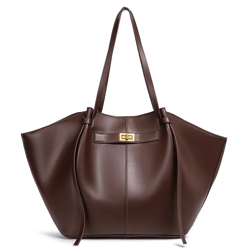 Women's Large Soft Tote Bag with Lock Detail