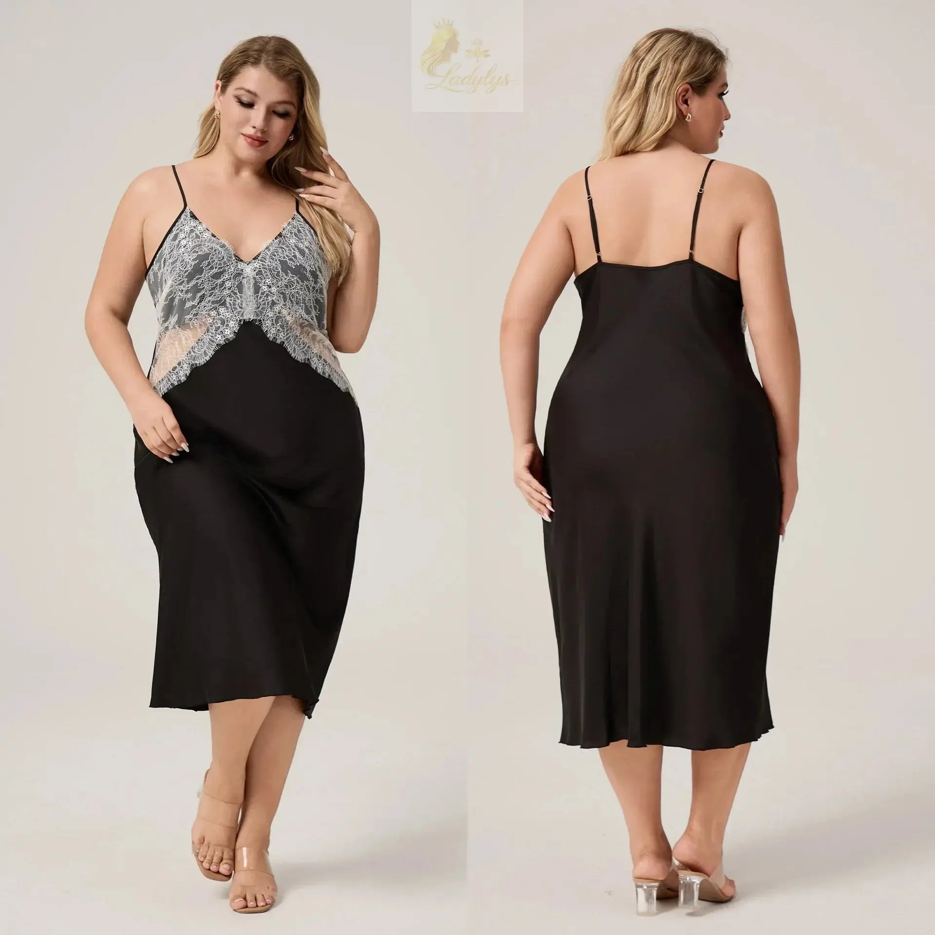Oversize 3XL 4XL 5XL Female Long Nightgown Sleepwear Sexy LADYLYS