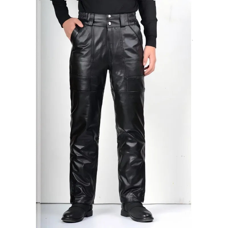 Men's Genuine Leather Biker Pants